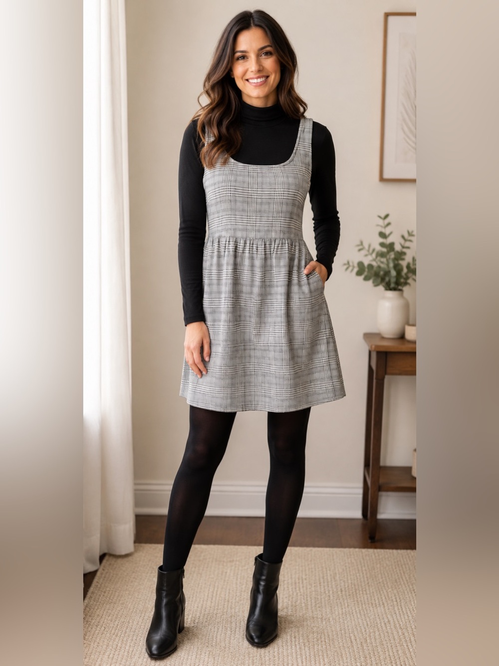 American Eagle Plaid Babydoll Dress XS NWT